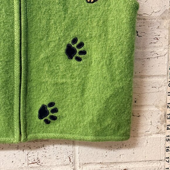 Lisa International Green Boiled Wool Leopard Cat Vest | Vintage Novelty - Picture 5 of 10
